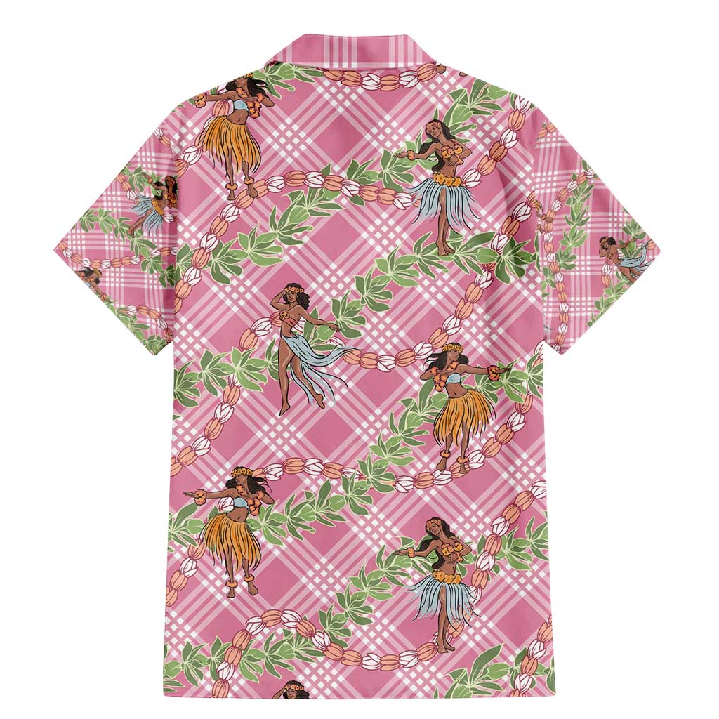 Lokelani Pink Palaka Hula Girls Seamless Hawaii Aloha Family Matching Mermaid Dress and Hawaiian Shirt - Polynesian Pride