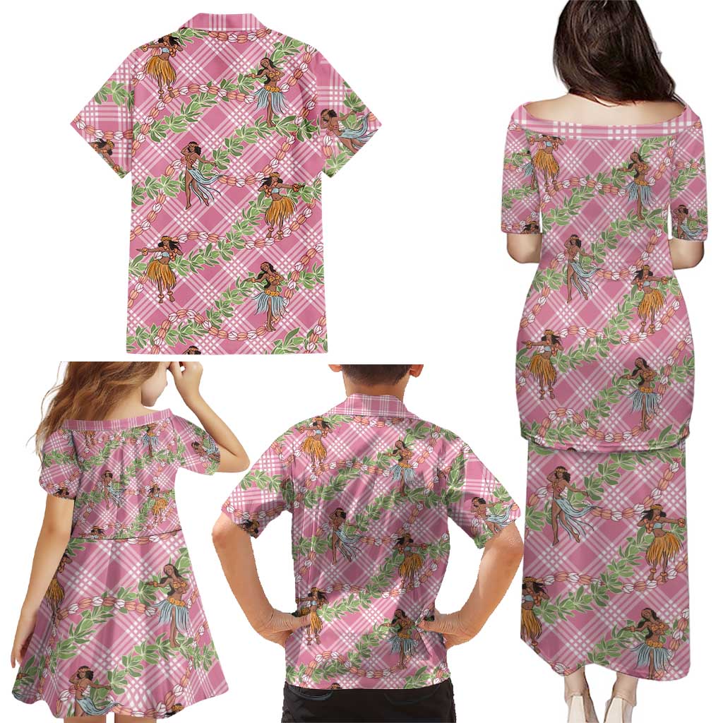 Lokelani Pink Palaka Hula Girls Seamless Hawaii Aloha Family Matching Puletasi and Hawaiian Shirt LT7 - Polynesian Pride