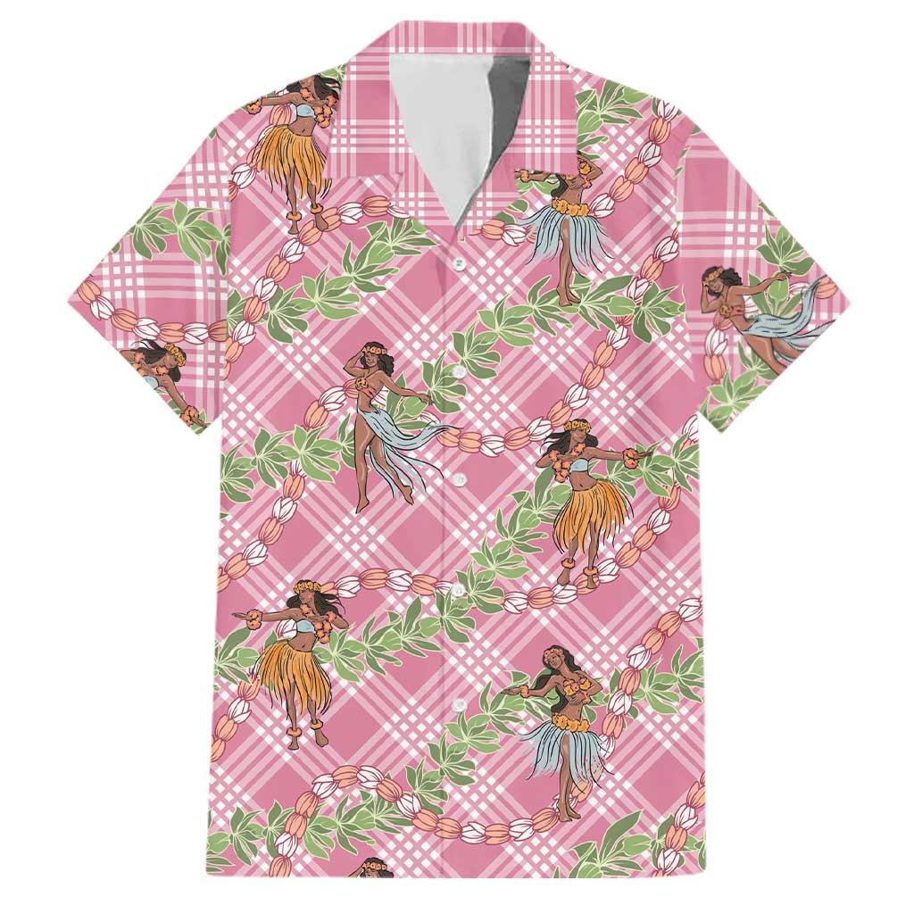 Lokelani Pink Palaka Hula Girls Seamless Hawaii Aloha Family Matching Puletasi and Hawaiian Shirt LT7 Dad's Shirt - Short Sleeve Pink - Polynesian Pride