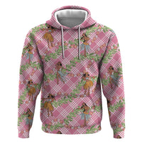 Lokelani Pink Palaka Hula Girls Seamless Hawaii Aloha Hoodie - Polynesian Pride