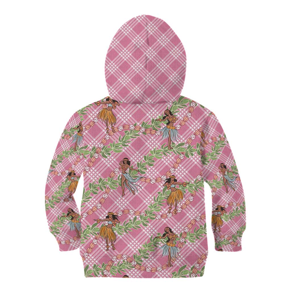 Lokelani Pink Palaka Hula Girls Seamless Hawaii Aloha Kid Hoodie - Polynesian Pride
