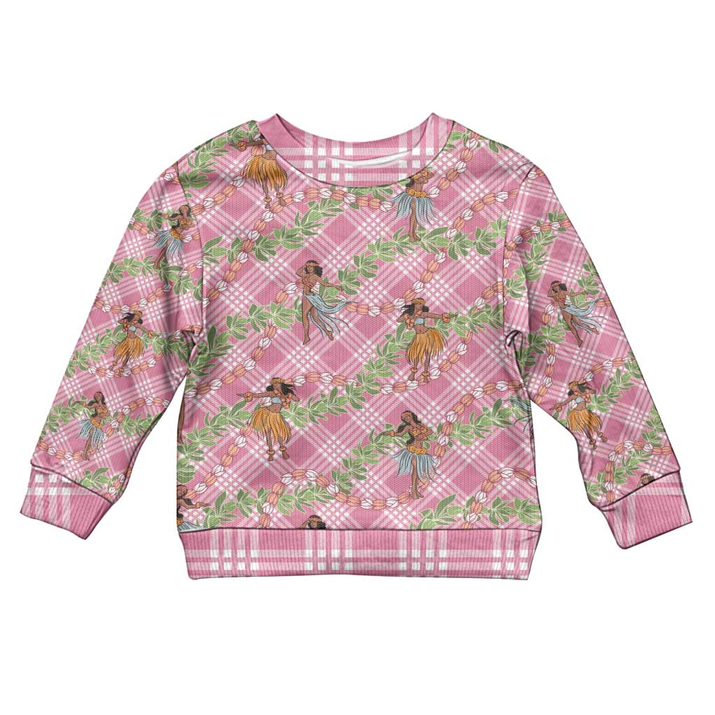 Lokelani Pink Palaka Hula Girls Seamless Hawaii Aloha Kid Ugly Christmas Sweater - Polynesian Pride