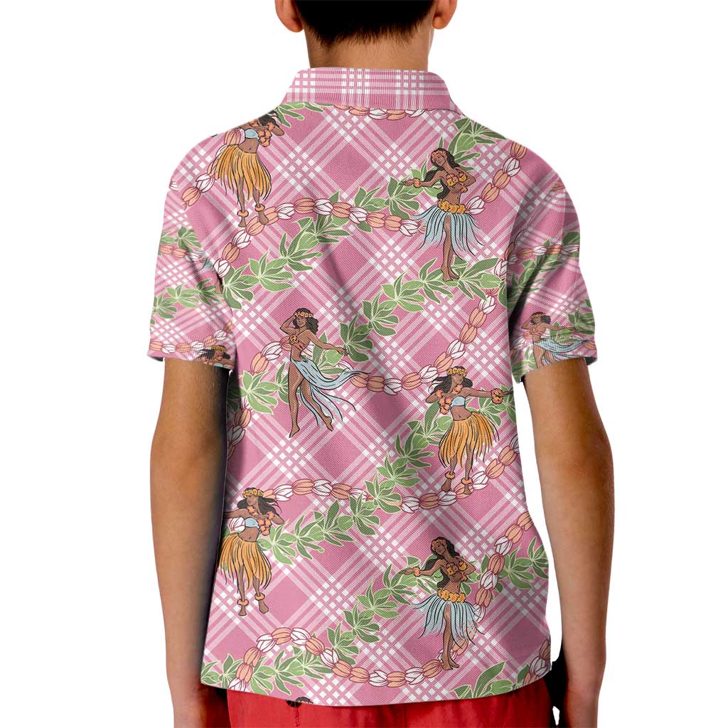 Lokelani Pink Palaka Hula Girls Seamless Hawaii Aloha Kid Polo Shirt - Polynesian Pride