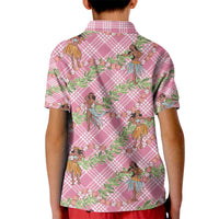 Lokelani Pink Palaka Hula Girls Seamless Hawaii Aloha Kid Polo Shirt - Polynesian Pride