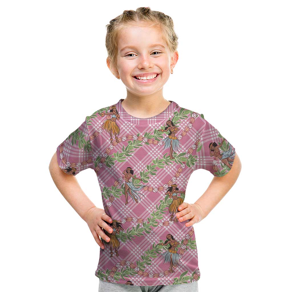 Lokelani Pink Palaka Hula Girls Seamless Hawaii Aloha Kid T Shirt LT7 Pink - Polynesian Pride