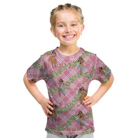 Lokelani Pink Palaka Hula Girls Seamless Hawaii Aloha Kid T Shirt LT7 Pink - Polynesian Pride