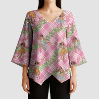 Lokelani Pink Palaka Hula Girls Seamless Hawaii Aloha Kimono Sleeve Blouse - Polynesian Pride