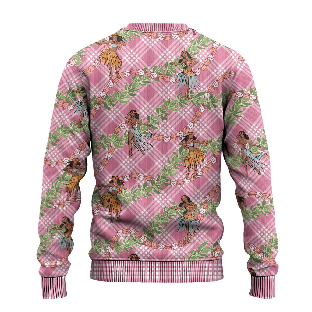 Lokelani Pink Palaka Hula Girls Seamless Hawaii Aloha Ugly Christmas Sweater - Polynesian Pride