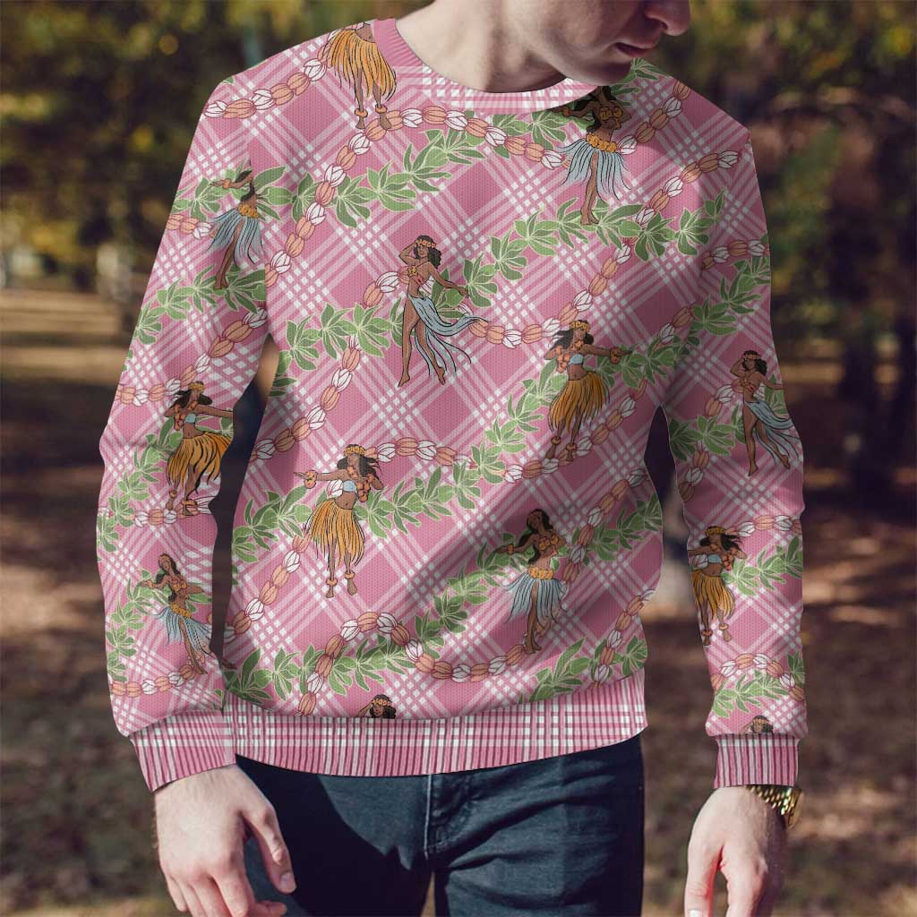 Lokelani Pink Palaka Hula Girls Seamless Hawaii Aloha Ugly Christmas Sweater - Polynesian Pride