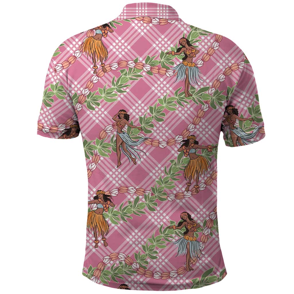 Lokelani Pink Palaka Hula Girls Seamless Hawaii Aloha Polo Shirt - Polynesian Pride