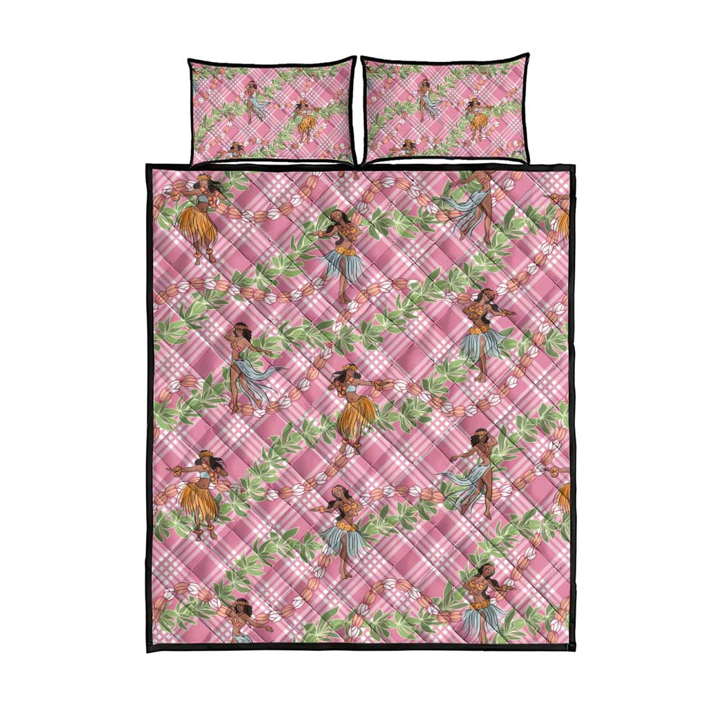 Lokelani Pink Palaka Hula Girls Seamless Hawaii Aloha Quilt Bed Set - Polynesian Pride