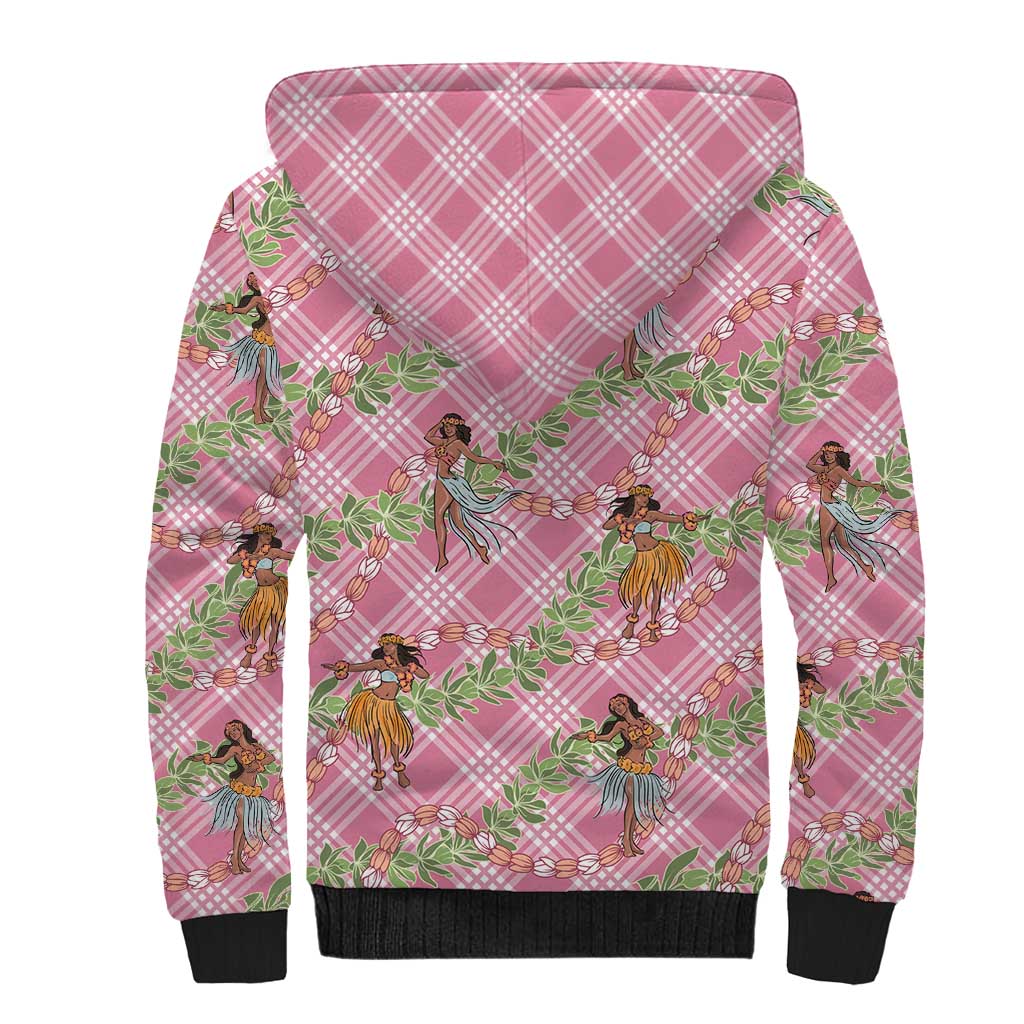 Lokelani Pink Palaka Hula Girls Seamless Hawaii Aloha Sherpa Hoodie LT7 - Polynesian Pride