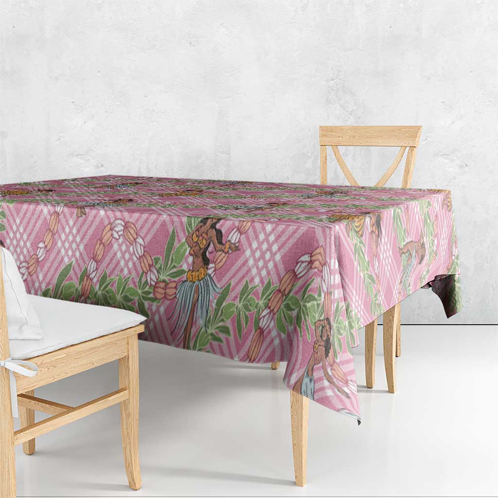 Lokelani Pink Palaka Hula Girls Seamless Hawaii Aloha Tablecloth - Polynesian Pride