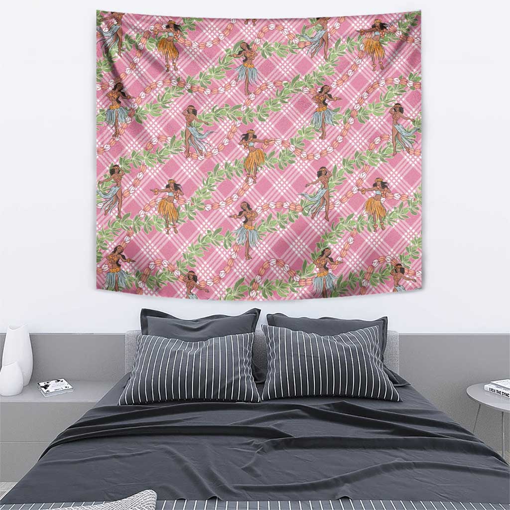 Lokelani Pink Palaka Hula Girls Seamless Hawaii Aloha Tapestry - Polynesian Pride