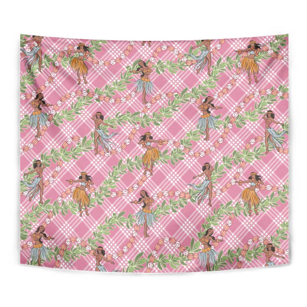 Lokelani Pink Palaka Hula Girls Seamless Hawaii Aloha Tapestry - Polynesian Pride