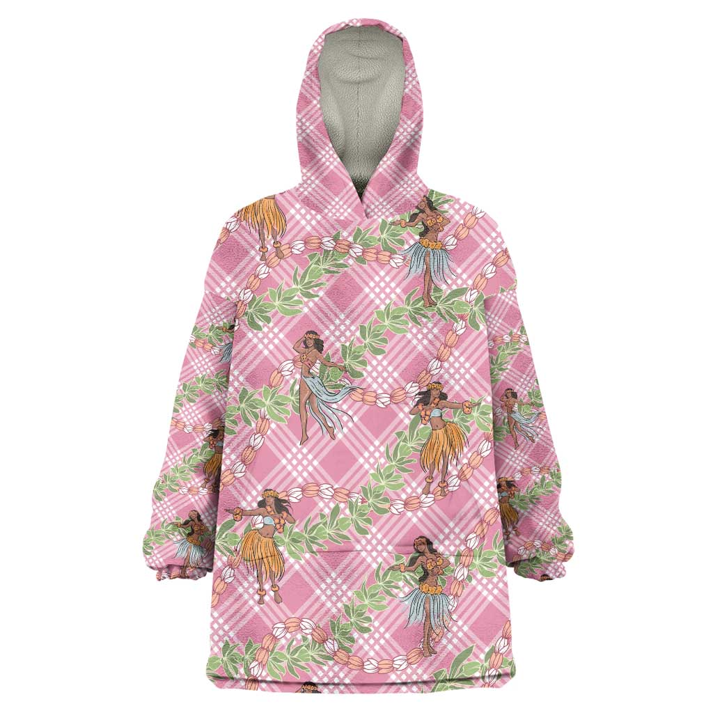 Lokelani Pink Palaka Hula Girls Seamless Hawaii Aloha Wearable Blanket Hoodie - Polynesian Pride