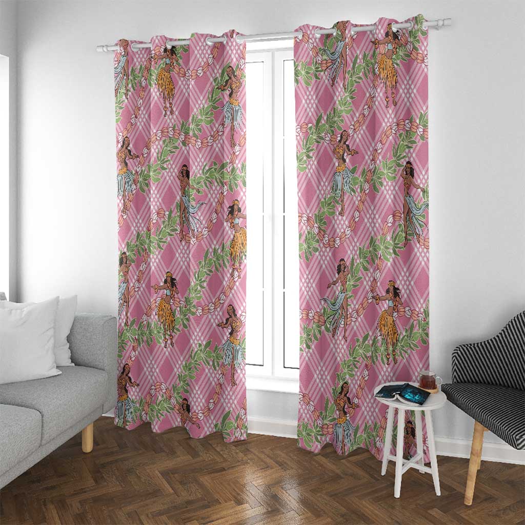 Lokelani Pink Palaka Hula Girls Seamless Hawaii Aloha Window Curtain - Polynesian Pride