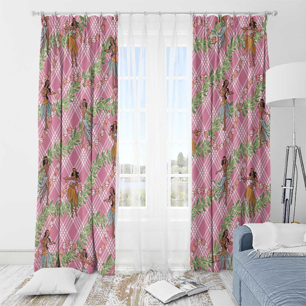 Lokelani Pink Palaka Hula Girls Seamless Hawaii Aloha Window Curtain - Polynesian Pride