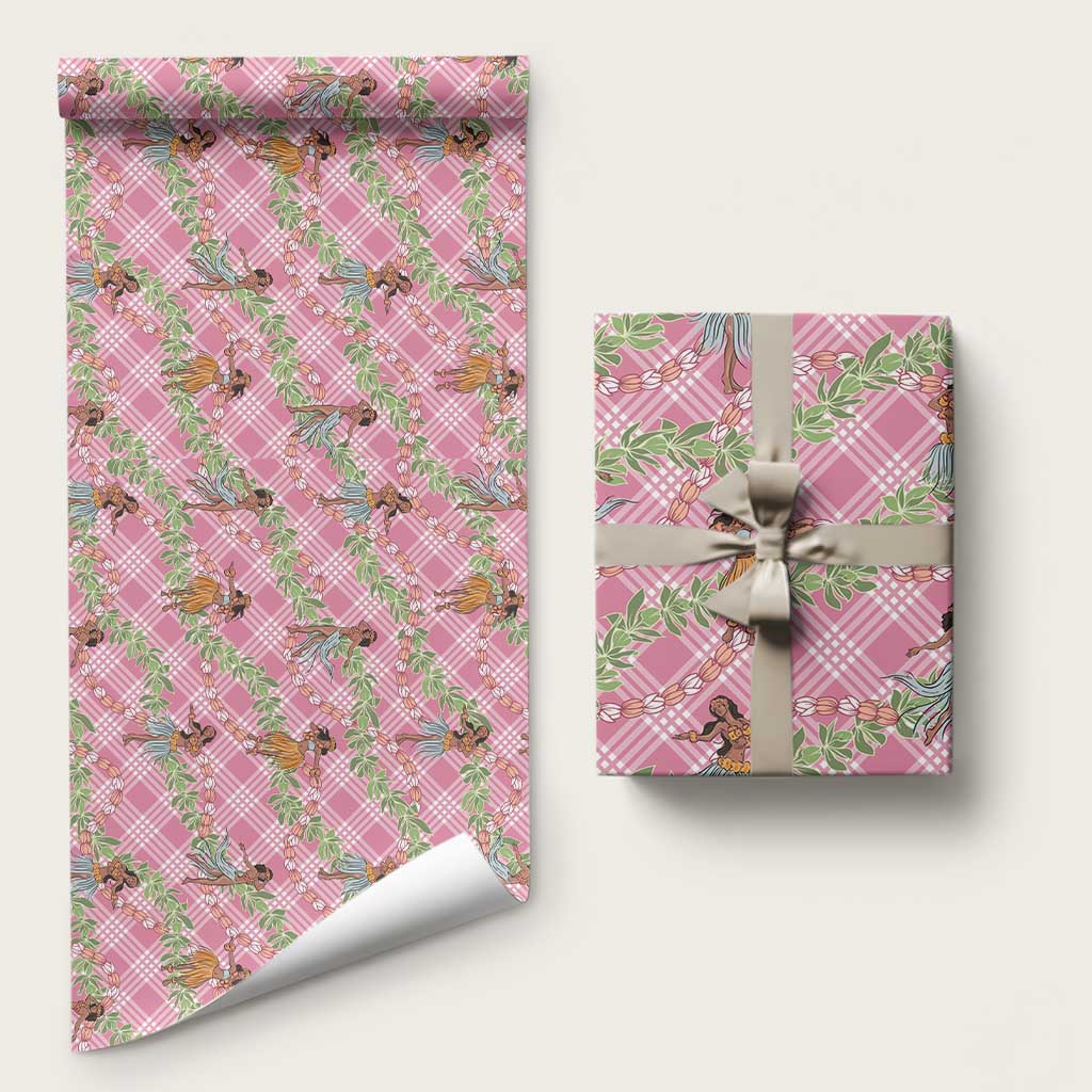 Lokelani Pink Palaka Hula Girls Seamless Hawaii Aloha Wrapping Paper LT7 58" × 23" Pink - Polynesian Pride