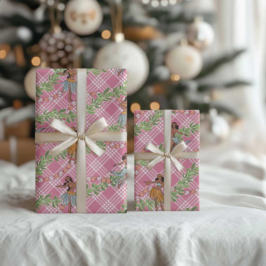 Lokelani Pink Palaka Hula Girls Seamless Hawaii Aloha Wrapping Paper LT7 - Polynesian Pride