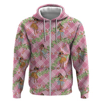 Lokelani Pink Palaka Hula Girls Seamless Hawaii Aloha Zip Hoodie LT7 Zip Hoodie Pink - Polynesian Pride