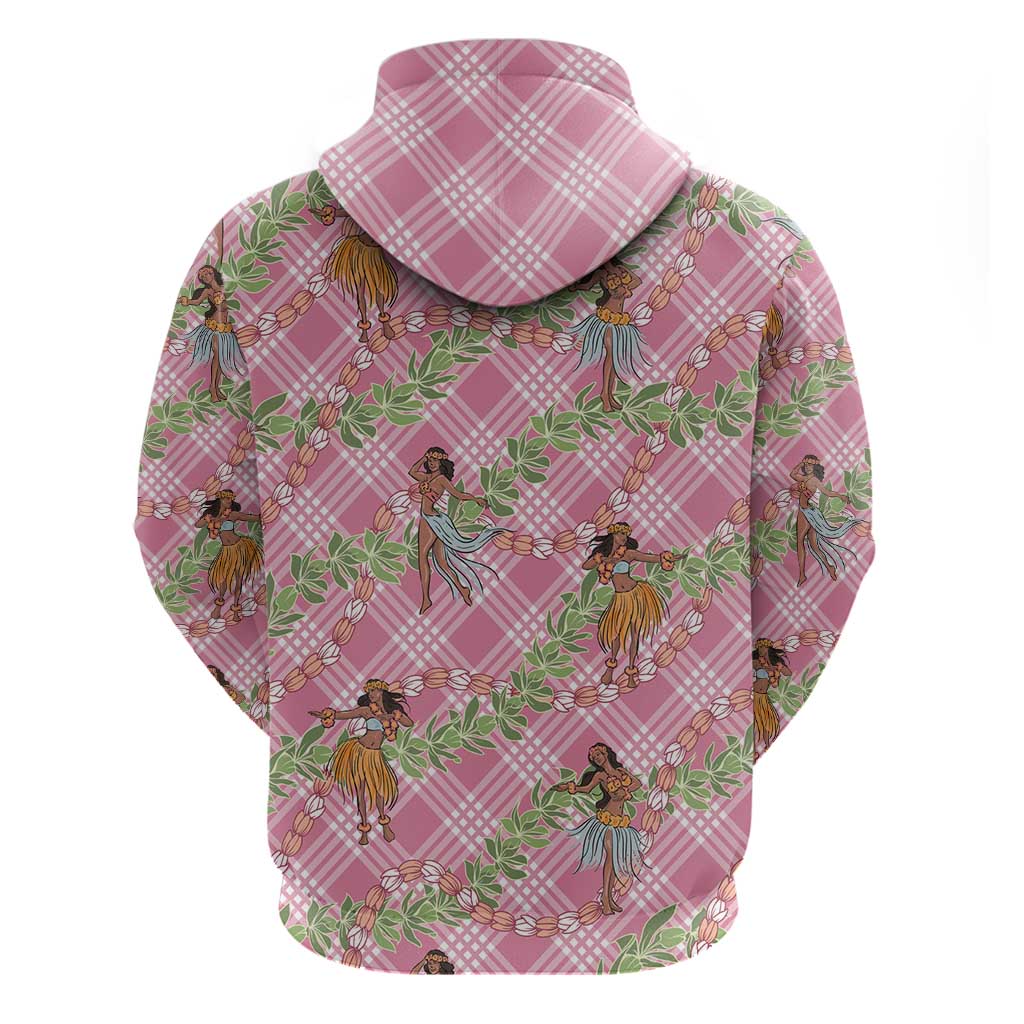 Lokelani Pink Palaka Hula Girls Seamless Hawaii Aloha Zip Hoodie LT7 - Polynesian Pride