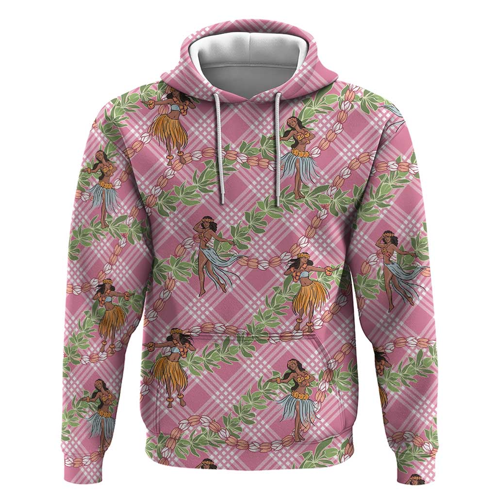 Lokelani Pink Palaka Hula Girls Seamless Hawaii Aloha Zip Hoodie LT7 Pullover Hoodie Pink - Polynesian Pride