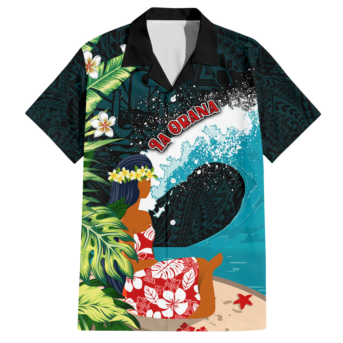 Tahiti Ia Orana Family Matching Puletasi and Hawaiian Shirt Tahitian Vahine LT7 Dad's Shirt - Short Sleeve Colorful - Polynesian Pride