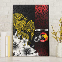 Personalized Papua New Guinea 50th Independence Anniversary Canvas Wall Art Oro Tapa Mix Plumeria LT7 Without Frame Black - Polynesian Pride