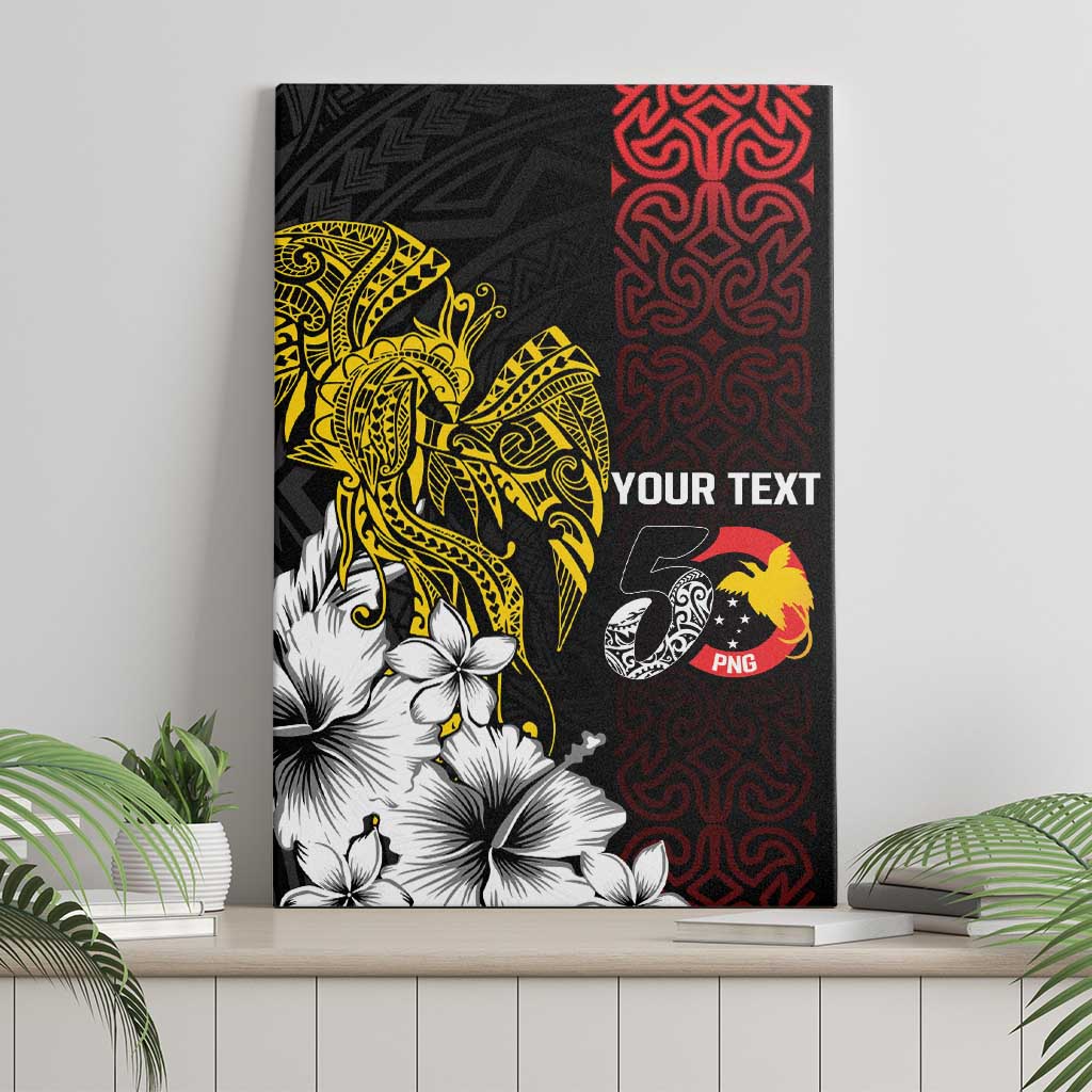 Personalized Papua New Guinea 50th Independence Anniversary Canvas Wall Art Oro Tapa Mix Plumeria LT7 - Polynesian Pride