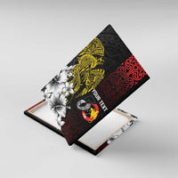 Personalized Papua New Guinea 50th Independence Anniversary Canvas Wall Art Oro Tapa Mix Plumeria LT7 With Frame Black - Polynesian Pride