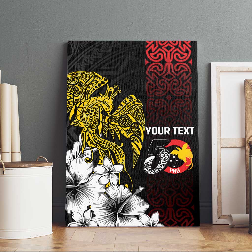 Personalized Papua New Guinea 50th Independence Anniversary Canvas Wall Art Oro Tapa Mix Plumeria LT7 - Polynesian Pride