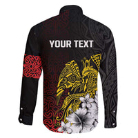 Personalized Papua New Guinea 50th Independence Anniversary Family Matching Off The Shoulder Long Sleeve Dress and Hawaiian Shirt Oro Tapa Mix Plumeria