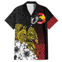 Personalized Papua New Guinea 50th Independence Anniversary Family Matching Summer Maxi Dress and Hawaiian Shirt Oro Tapa Mix Plumeria LT7 Dad's Shirt - Short Sleeve Black - Polynesian Pride