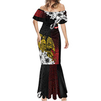 Personalized Papua New Guinea 50th Independence Anniversary Mermaid Dress Oro Tapa Mix Plumeria LT7 - Polynesian Pride