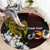 Personalized Papua New Guinea 50th Independence Anniversary Round Carpet Oro Tapa Mix Plumeria LT7 - Polynesian Pride