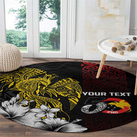 Personalized Papua New Guinea 50th Independence Anniversary Round Carpet Oro Tapa Mix Plumeria LT7 - Polynesian Pride