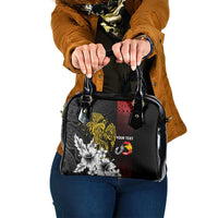 Personalized Papua New Guinea 50th Independence Anniversary Shoulder Handbag Oro Tapa Mix Plumeria