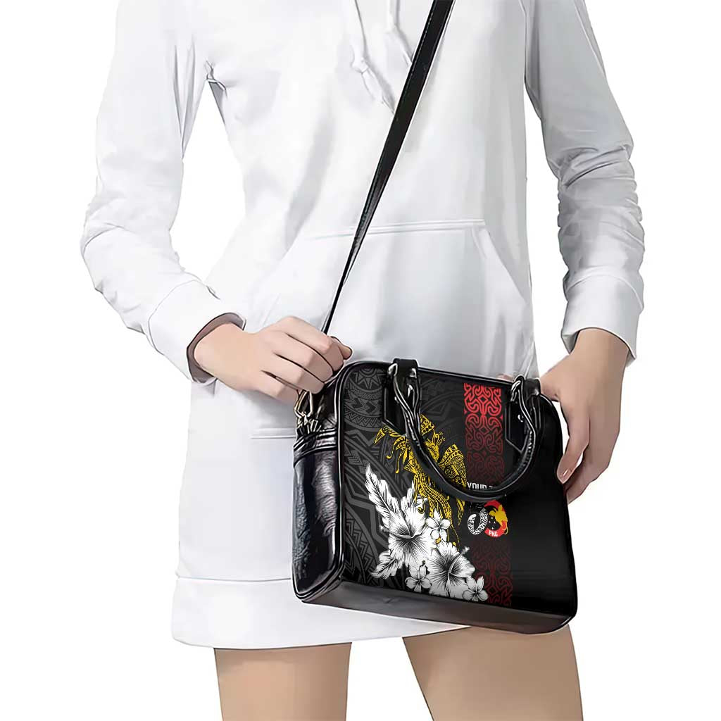 Personalized Papua New Guinea 50th Independence Anniversary Shoulder Handbag Oro Tapa Mix Plumeria