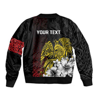 Personalized Papua New Guinea 50th Independence Anniversary Sleeve Zip Bomber Jacket Oro Tapa Mix Plumeria