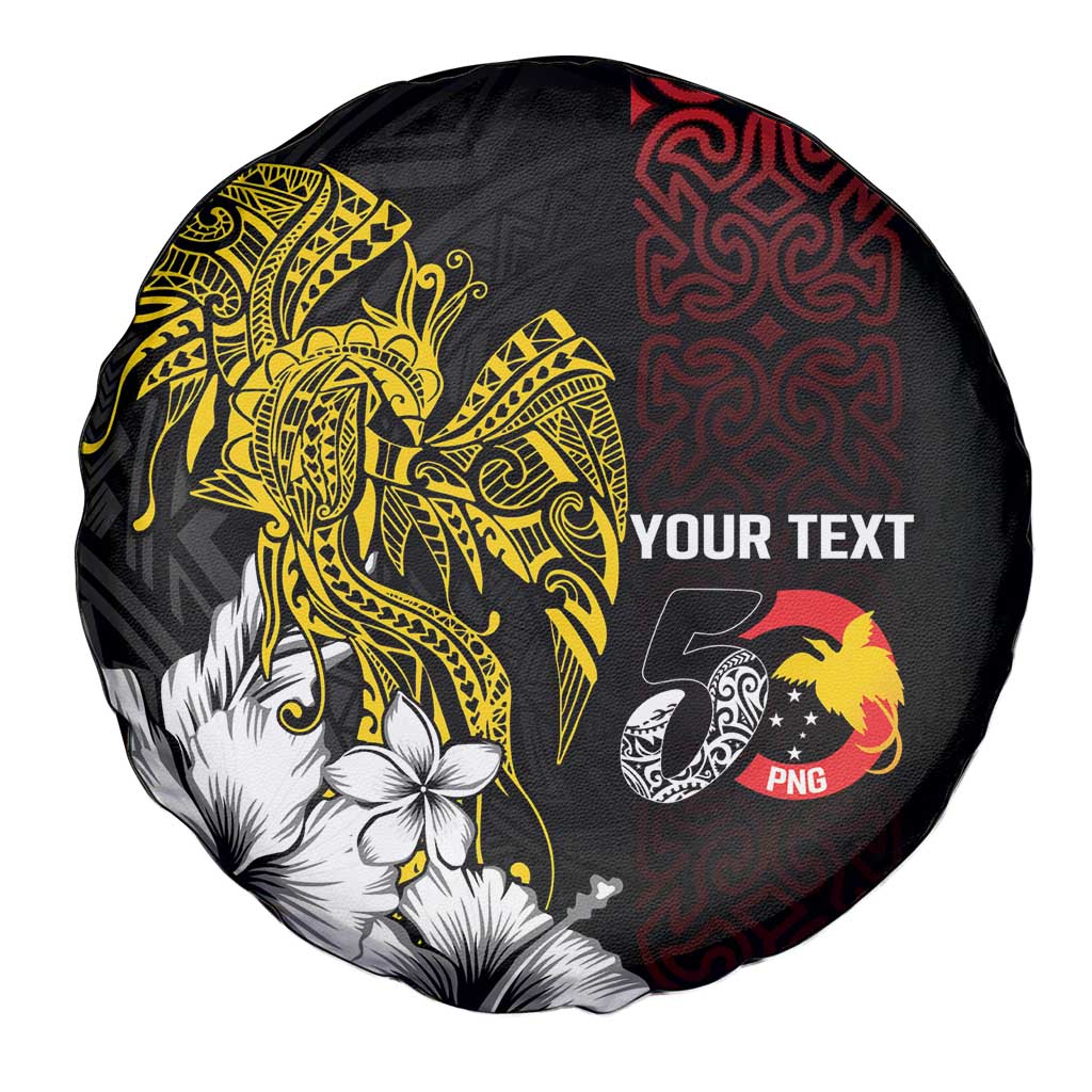 Personalized Papua New Guinea 50th Independence Anniversary Spare Tire Cover Oro Tapa Mix Plumeria LT7 - Polynesian Pride