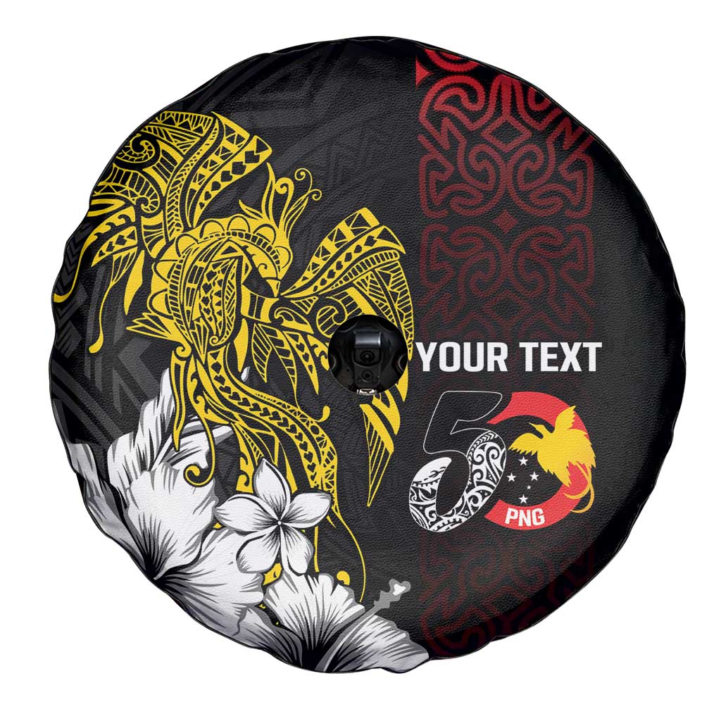 Personalized Papua New Guinea 50th Independence Anniversary Spare Tire Cover Oro Tapa Mix Plumeria LT7 - Polynesian Pride
