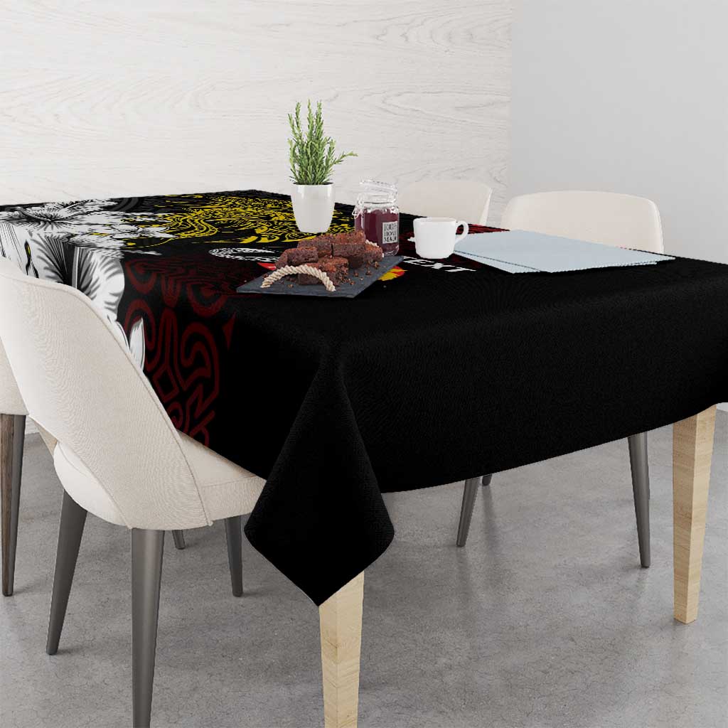 Personalized Papua New Guinea 50th Independence Anniversary Tablecloth Oro Tapa Mix Plumeria