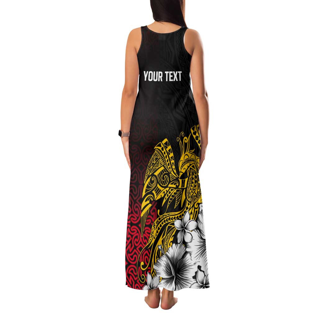 Personalized Papua New Guinea 50th Independence Anniversary Tank Maxi Dress Oro Tapa Mix Plumeria LT7 - Polynesian Pride
