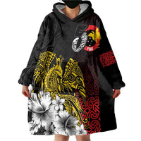 Personalized Papua New Guinea 50th Independence Anniversary Wearable Blanket Hoodie Oro Tapa Mix Plumeria LT7 - Polynesian Pride