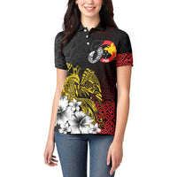 Personalized Papua New Guinea 50th Independence Anniversary Women Polo Shirt Oro Tapa Mix Plumeria LT7 - Polynesian Pride