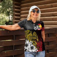 Personalized Papua New Guinea 50th Independence Anniversary Women Polo Shirt Oro Tapa Mix Plumeria LT7 - Polynesian Pride