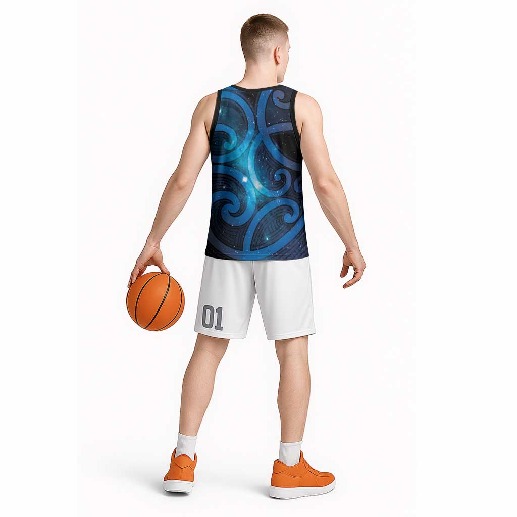 New Zealand Maori Matariki Basketball Jersey Galaxy Kowhaiwhai LT7 - Polynesian Pride