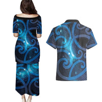 New Zealand Maori Matariki Couples Matching Puletasi and Hawaiian Shirt Galaxy Kowhaiwhai
