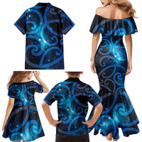 New Zealand Maori Matariki Family Matching Mermaid Dress and Hawaiian Shirt Galaxy Kowhaiwhai LT7 - Polynesian Pride